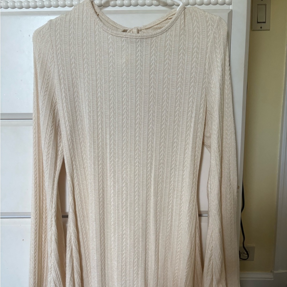SHEIN Cream Ribbed Knit Dress